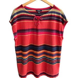 Bright Stripes Chaps 🩷 55% linen 45% cotton striped top, size 1X